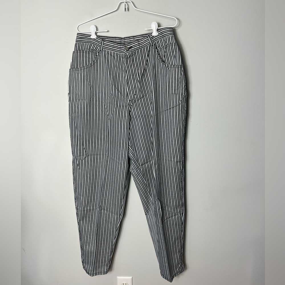 Vintage Gitano Black and White Striped Women’s Pants Tapered High Rise 255